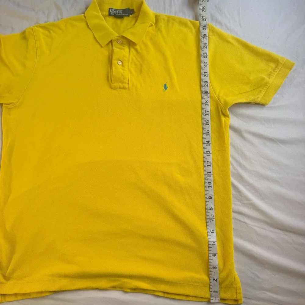 Polo Ralph Lauren Vintage Polo Shirt Men's Large Yellow Classic Fit Blue Pony